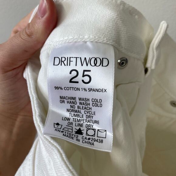 NWT Driftwood Jeans White Denim Size 25 0 High Rise Solid White Straight Leg - Picture 6 of 7